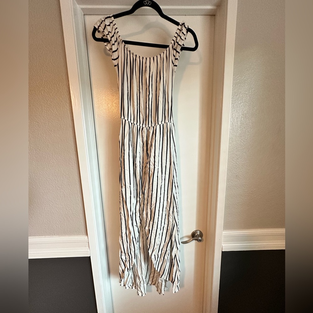 Black and White Striped Romper
